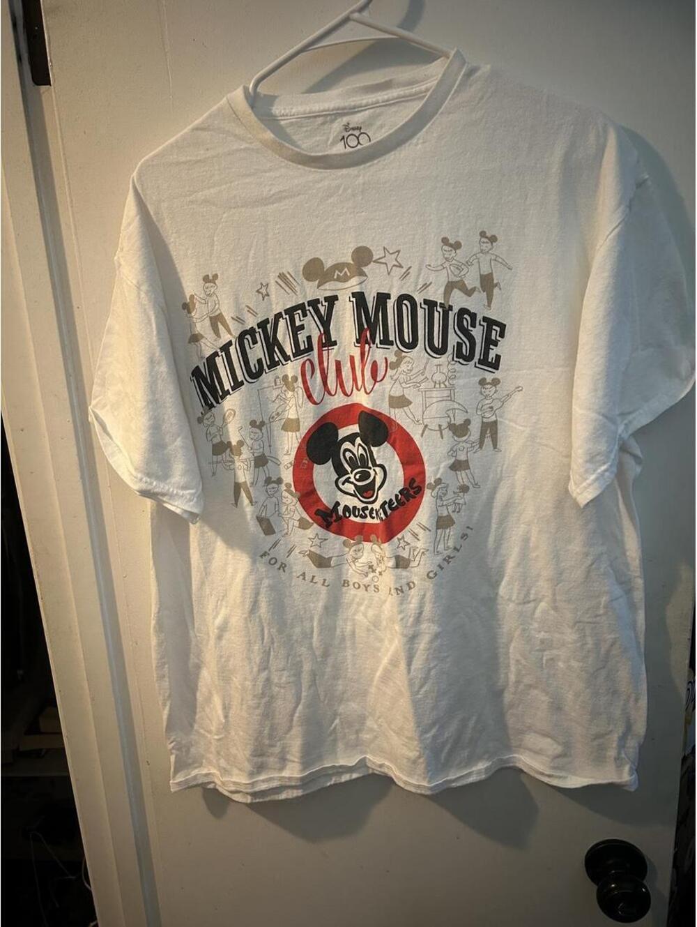 White Disney 100th anniversary Mickey Mouse Club House t-shirt, size XL